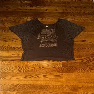 We The Free Black Graphic Lace-Sleeve Top size large?